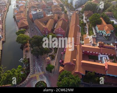 Luftaufnahme des Stadthuys-Gebäudes, Malacca Stockfoto