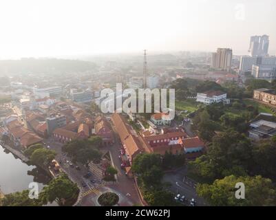 Luftaufnahme des Stadthuys-Gebäudes, Malacca Stockfoto