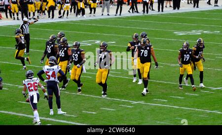 Pittsburgh, PA, USA. September 2020. Steelers Straftat während der Pittsburgh Steelers vs Houston Texans bei Heinz Field in Pittsburgh, PA. Jason Pohuski/CSM/Alamy Live News Stockfoto