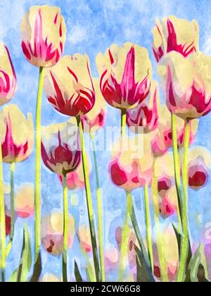 Original Aquarell Gemälde auf Leinwand einer Blume Stockfoto