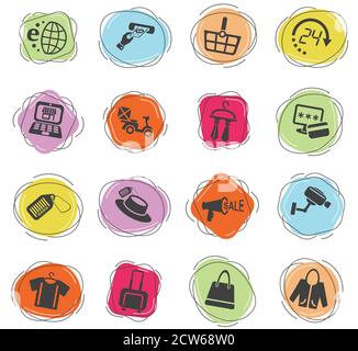 Shopping und e-commerce Icon Set Stock Vektor