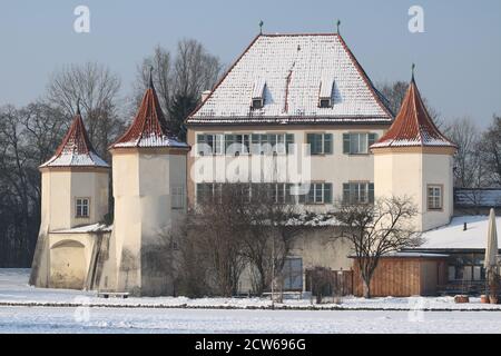 Schloss Blutenburg München Deutschland im Winter Stockfoto