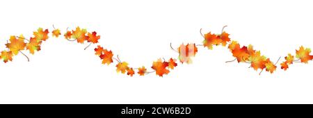 Horizontal nahtlose Muster hell getrockneten Ahorn Herbst Laub auf weiß isoliert. Grafisches Design Herbst Symbol. Rot orange gelbe Herbstblätter mit sh Stock Vektor