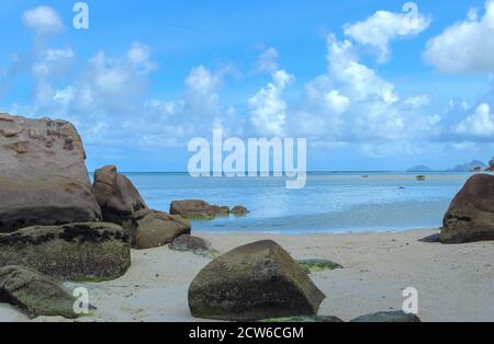 Big Rocks, Strand, Mahe Island, Seychellen Stockfoto