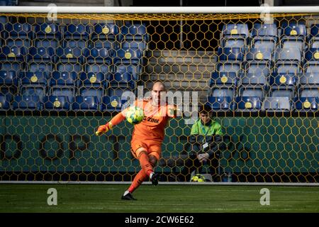 Broendby, Dänemark. September 2020. Matej Delac (1) von AC Horsens gesehen während der 3F Superliga Spiel zwischen Broendby IF und AC Horsens im Broendby Stadion in Broendby. (Foto Kredit: Gonzales Foto/Alamy Live News Stockfoto