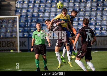 Broendby, Dänemark. September 2020. Morten Frenddrup (19) von Broendby, WENN er während des 3F Superliga-Spiels zwischen Broendby IF und AC Horsens im Broendby Stadion in Broendby gesehen wurde. (Foto Kredit: Gonzales Foto/Alamy Live News Stockfoto