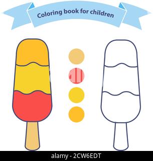 Gefrorener eskimo auf einem Stock. Eis zum ausmalen für Kinder. Stock Vektor