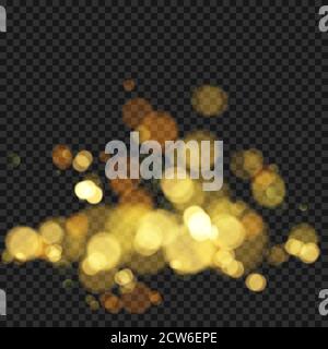 Festlicher Hintergrund mit defokussischem Licht. Effekt von Bokeh. Weihnachten glühend warmes goldenes Glitzer-Element für Ihr Design. Vektorgrafik Stock Vektor