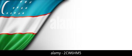 Usbekistan Flagge isoliert auf weiß. Horizontales Panorama-Banner. Stockfoto