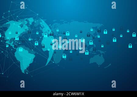 Globale Netzwerkverbindungen mit Punkten und Linien. Drahtmodell Hintergrund. Abstrakte Verbindungsstruktur. Polygonaler Raum Hintergrund, Illustration Stockfoto