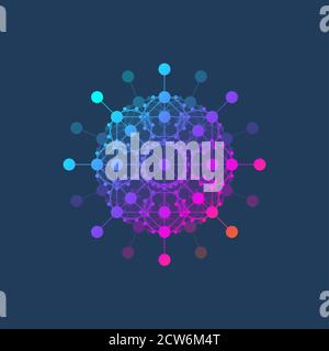 Molekül logo Vorlage, Symbol, Logo, Wissenschaft Genetik DNA-Helix. Genetische Analyse, Forschung biotech Code DNA-Moleküle. Biotechnologie Genom Stockfoto