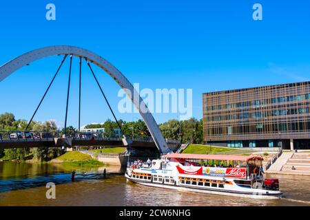 Pegasus Touristenboot, Emajogi, Tartu, Estland Stockfoto