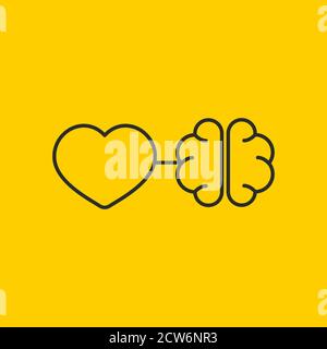 Verbindung zwischen Geist und Sinne. Verbundenes Herz und Gehirn Stock Vektor