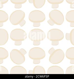 Illustration zum Thema der hellen Muster Pilz, Gemüsechampignon für Dichtung. Gemüsemuster bestehend aus schönen Pilzen, viele Champignon. Stock Vektor