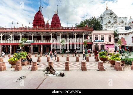 Blick auf die berühmte Digambar Jain mandir in Chandni Chowk In Shahjahanabad Bereich des alten Delhi Stockfoto