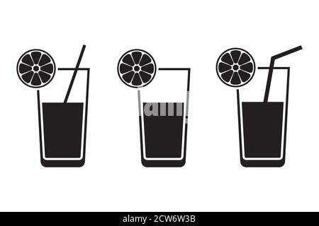 Vektor-Symbol für flache Säfte. Vektor-Symbol für flache Cocktails Stock Vektor