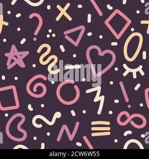 Memphis Doodle Hintergrund. Nahtloses Muster für Stoffdesign Stock Vektor