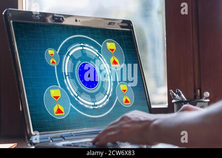 Laptop-Bildschirm mit einem Zeitmanagement-Konzept Stockfoto