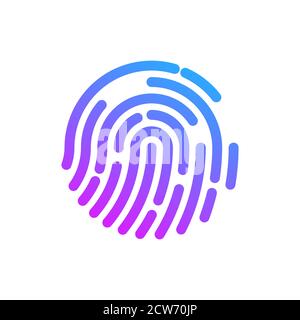 Farbiger Fingerabdruck. ID-App-Symbol. Fingerabdruck-Identifikationssystem. Authentifizierungssicherheit. Biometrische Sensoren. Logo des Fingerabdruckscanners. Vektor Stock Vektor