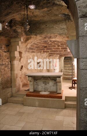 Ansicht des Altars in der Krypta der Verkündigung in Nazareth Israel Stockfoto