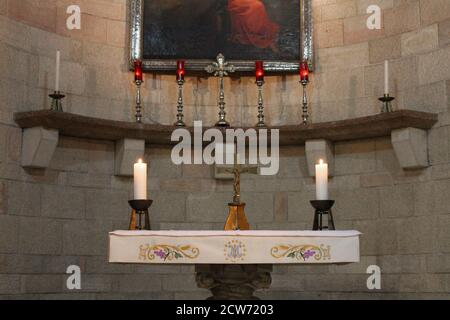 Nahaufnahme des Altars von der Kirche der Verkündigung Mit alten Hintergrund Darstellung des Engels Gabriel vor der Heilige Jungfrau Maria Stockfoto