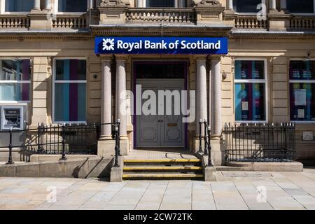 Eintritt zur Bank Royal Bank of Scotland in Bolton Lancashire Juli 2020 Stockfoto
