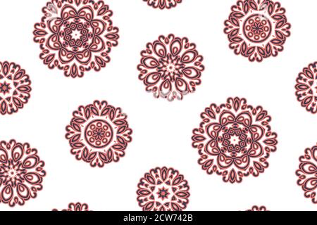 Mandala-Muster. Nahtloses Hintergrundmuster im orientalischen Stil. Vektor. Textildesign, Stoffmuster, Geschenkpapier, Oberfläche. Stockfoto