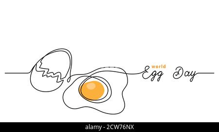 Welt Ei Tag einfaches Web-Banner, Hintergrund. Eine fortlaufende Linienzeichnung mit Text Egg Day Stock Vektor