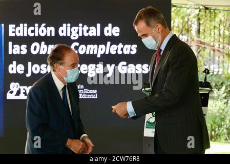 Madrid, Spanien. September 2020. König Felipe VI. Weiht die neuen Einrichtungen der José Ortega y Gasset-Gregorio Marañón Foundation (FOM) ein.Quelle: CORDON PRESS/Alamy Live News Stockfoto