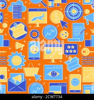 SEO nahtlose Muster in farbigen Linie Stil Stock Vektor