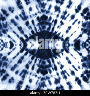 Krawatte Farbstoff Kreis Shibori Aquarell handbemalt Indigo blau navy weiß ornamental Elemente Hintergrund. Aquarell abstrakte Textur. Stockfoto