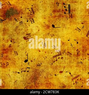 Verstreute Musiknoten Hintergrund Stockfoto