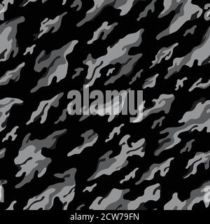Modernes Camouflage-Nahtloses Muster. Schwarz und grau Camo Vektor Hintergrund Illustration für Web, Banner, Hintergrund oder Oberfläche Design verwenden Stock Vektor
