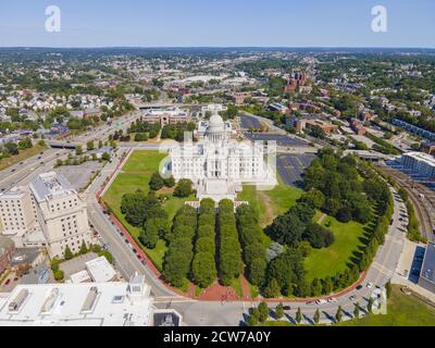 Rhode Island State House mit neoklassischem Stil in Downtown Providence, Rhode Island RI, USA. Dieses Gebäude ist die Hauptstadt des Staates Rhode Island. Stockfoto