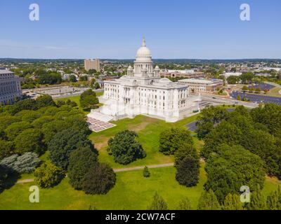 Rhode Island State House mit neoklassischem Stil in Downtown Providence, Rhode Island RI, USA. Dieses Gebäude ist die Hauptstadt des Staates Rhode Island. Stockfoto