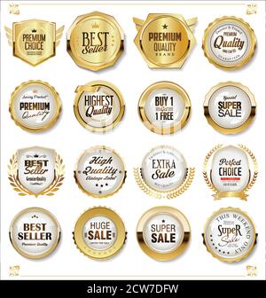 Goldenes Abzeichen und Etiketten Stock Vektor