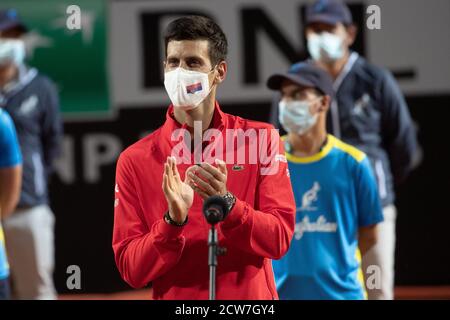 Roma 09/21/2020, Novak Djokovic gewinnt International BNL Tennis Tournament Stockfoto