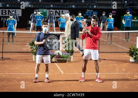 Roma 09/21/2020, Novak Djokovic gewinnt International BNL Tennis Tournament Stockfoto