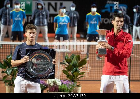 Roma 09/21/2020, Novak Djokovic gewinnt International BNL Tennis Tournament Stockfoto