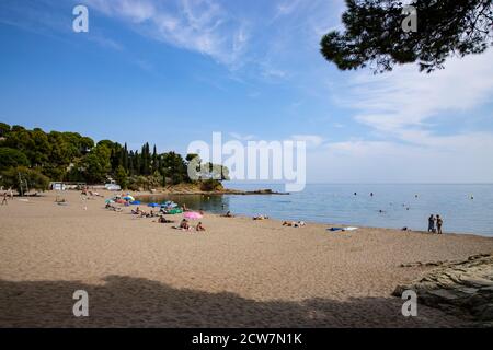 Grifeu Strand in Llanca, Costa Brava, Katalonien, Spanien Stockfoto