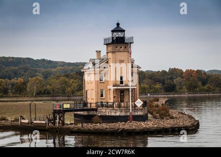 Rondout Leuchtturm am Hudson River, Kingston, NY, im frühen Herbst Stockfoto