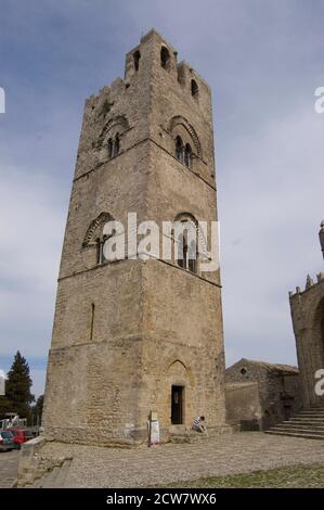 Kathedrale von Erice, Santa Maria Assunta, Chiesa Madre (Matrice oder Hauptkirche) in Erice, Provinz Trapani. Sizilien, Italien. Stockfoto