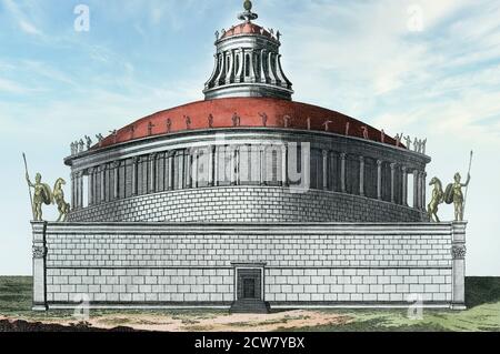 Das Mausoleum von Hadrian, oder Hadrians Grab, Rom. Jetzt Castel Sant’Angelo. Nach einem Werk eines unbekannten Künstlers aus dem frühen 19. Jahrhundert. Digital Sky hinzugefügt. Stockfoto