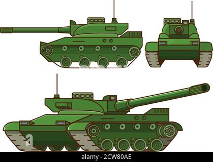 Moderne Panzer Militär.isoliert auf weißem Hintergrund. Flachvektor. Stock Vektor