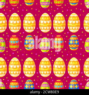 Nahtloses Muster mit Ostereiern mit Ornament. Vektor der flachen Illustration. Stock Vektor