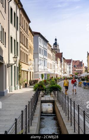 Wiitenberg, S-A / Deutschland - 13. September 2020: Blick auf die historische Schlossstraße in der historischen Altstadt von Wittenberg Stockfoto