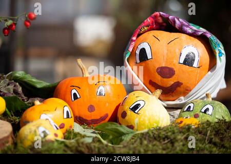 Witziger Kürbis mit Augen für den Feiertag von halloween. Stockfoto