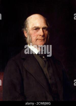 Francis Galton. Porträt des englischen Statistikers und Universalgelehrten aus der viktorianischen Zeit, Sir Francis Galton (1822-1911) von Gustav Graef, Öl auf Leinwand, 1882 Stockfoto