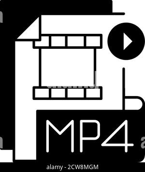 MP4-Datei schwarzes lineares Symbol Stock Vektor