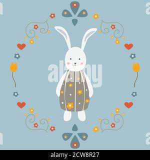 Cute Bunny Zeichen für Karten, t-shirts, Ostern Themen usw. Vector Illustration Stock Vektor